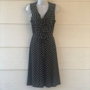 Chaps Size Medium Flirty Sleeveless Ruffled Polka Dot V-Neck Summer Dress